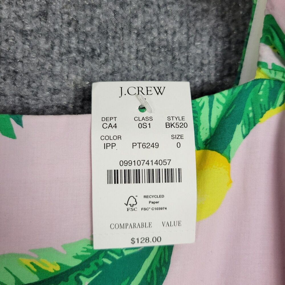 NWT J CREW BK520 Pink Lemon Tiered Squareneck Midi Dress Smocked Cotton SIZE 0 - Picture 4 of 15